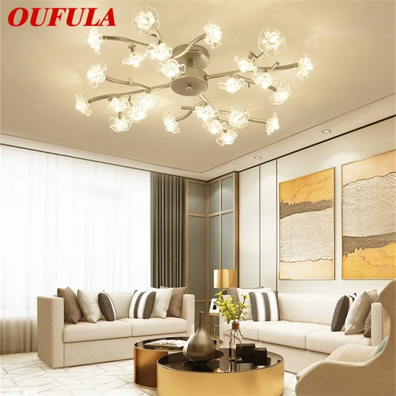 OUFULA Nordic потолочные светильники светильники Современная креативная ветка светодиодная лампа для гостиной