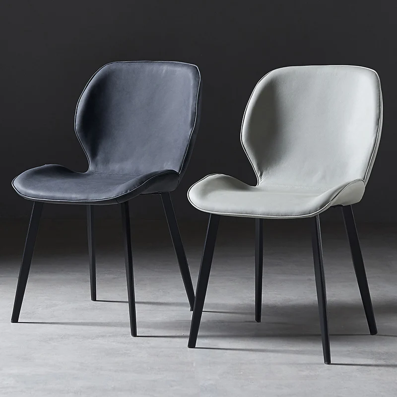 Скандинавские обеденные стулья для кухни, современное минималистичное домашнее кресло для отдыха со спинкой, мягкая сумка, кожаное кресло для деловых переговоров