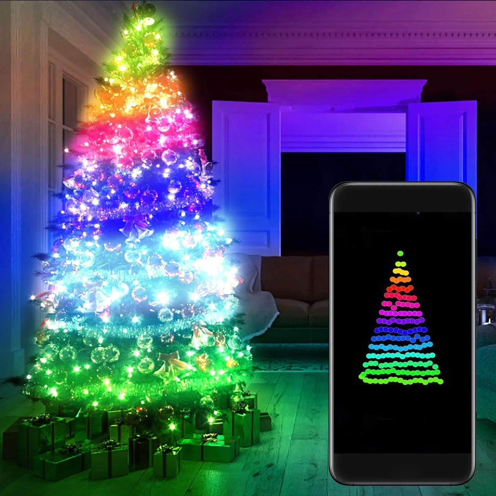 Светодиодные гирлянды, Usb Точечное управление, Цветная гирлянда из медной проволоки, приложение Bluetooth, дистанционное управление, светодиодная гирлянда для Рождественской елки, Rgbw