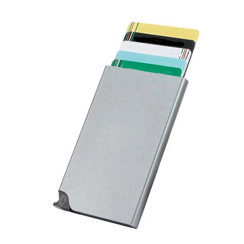 Мужской женский металлический автоматический держатель для кредитных ID-карт, тонкий мини-алюминиевый чехол-портмоне с защитой от RFID-блокировки Porte Carte
