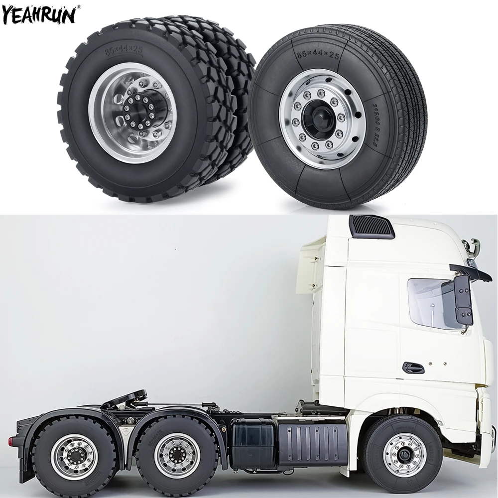 YEAHRUN 2шт Передних и 4шт задних металлических колесных дисков Резиновые шины 6x6 для автозапчастей для радиоуправляемого тягача Tamiya 1/14