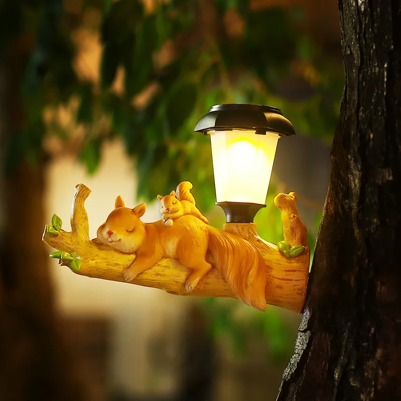 Солнечный свет светодиодный подвесной светильник Белка Подвесной Светильник Украшение сада на открытом воздухе Водонепроницаемая солнечная лампа для внутреннего дворика с деревьями