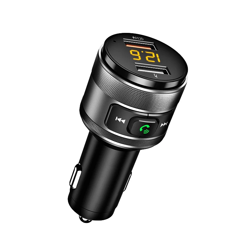 Быстрое автомобильное зарядное устройство QC3.0 Bluetooth 5.0 FM-передатчик Беспроводной комплект громкой связи Автомобильный модулятор USB флэш-накопитель MP3-плеер