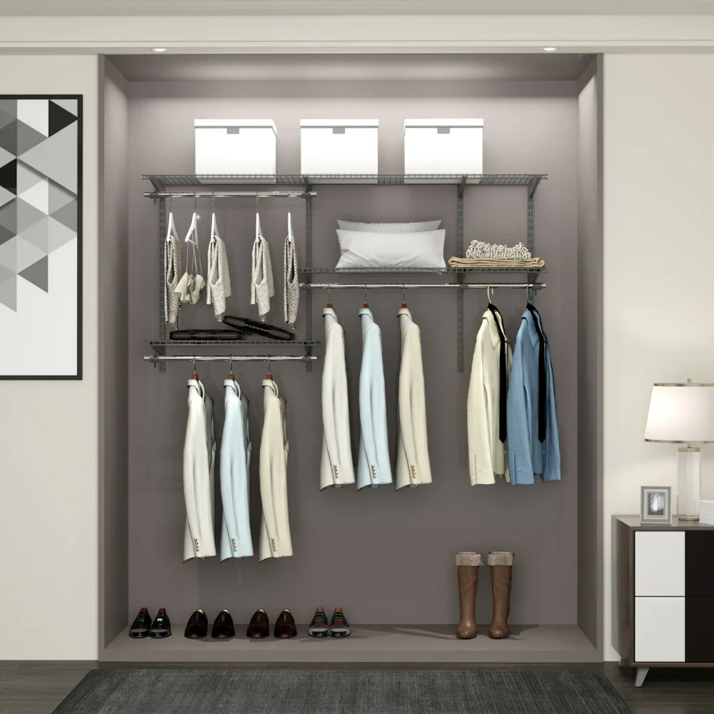 Настенные шкафы высотой от 3 до 5 футов с подвесной штангой, серый