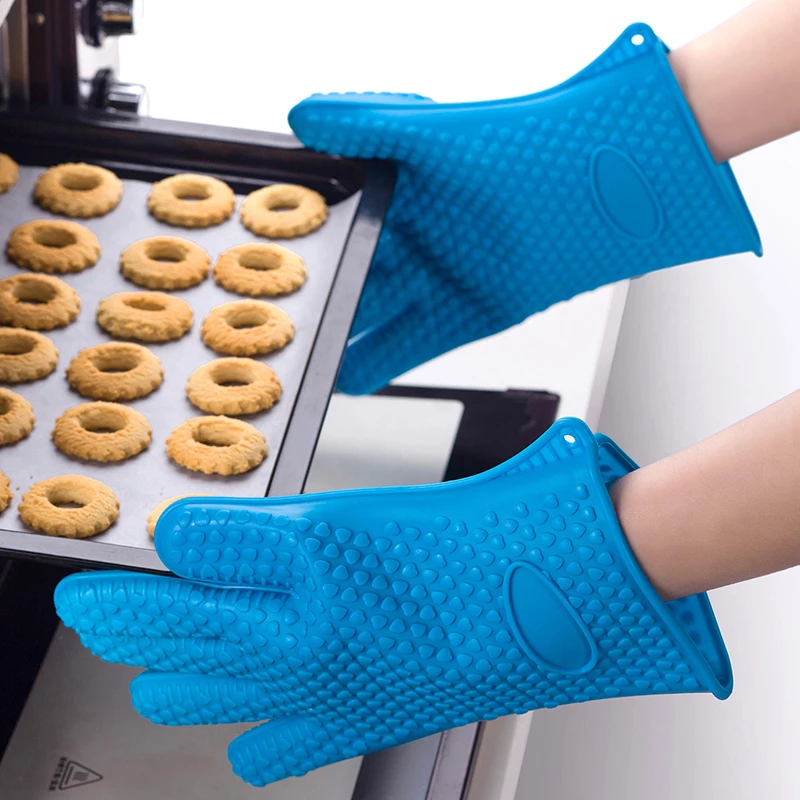 Силиконовые перчатки в форме сердца с пятью пальцами для микроволновой печи, против обжига, скольжения, теплоизоляции, перчатки для барбекю