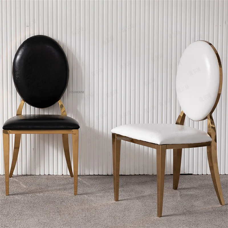 Обеденные стулья Nordic Light класса Люкс из нержавеющей стали, кресло для переговоров с кожаной спинкой, Мебель для дома, обеденный стул современного отеля.