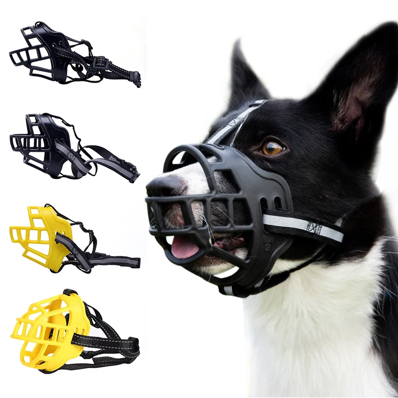 Собачий намордник Мягкая дышащая маска со светоотражающей полосой, защищающая рот от укусов, для маленьких средних собак, аксессуары для собак Bozal De Perro