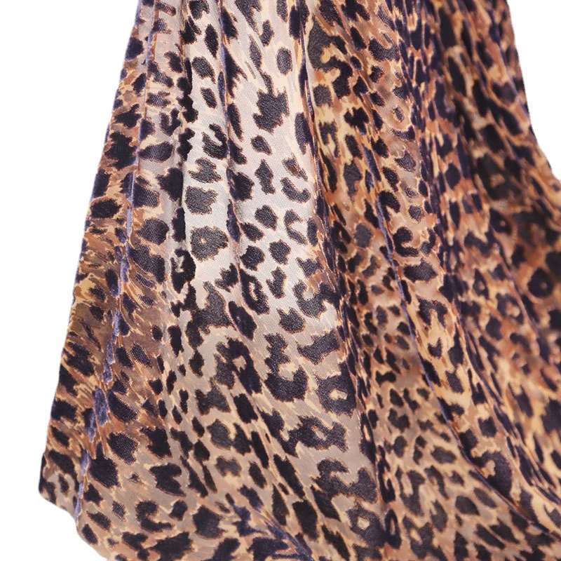 1 ярд Африканской тюлевой ткани с леопардовым принтом, велюровая ткань с выгоранием, Бархатная ткань Сари Дирак для платьев, шарф для шитья одежды своими руками