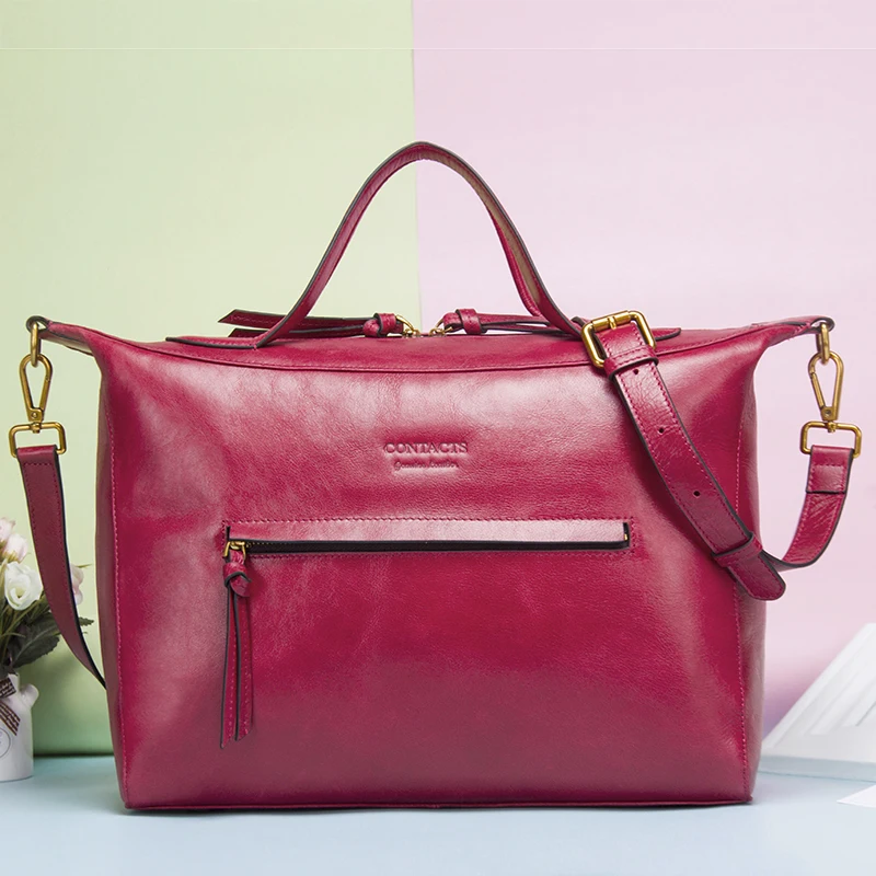 Модные женские сумки Contact's, женская сумка из 100% натуральной кожи, хит продаж, большие брендовые сумки, офисная сумка люксовых брендов