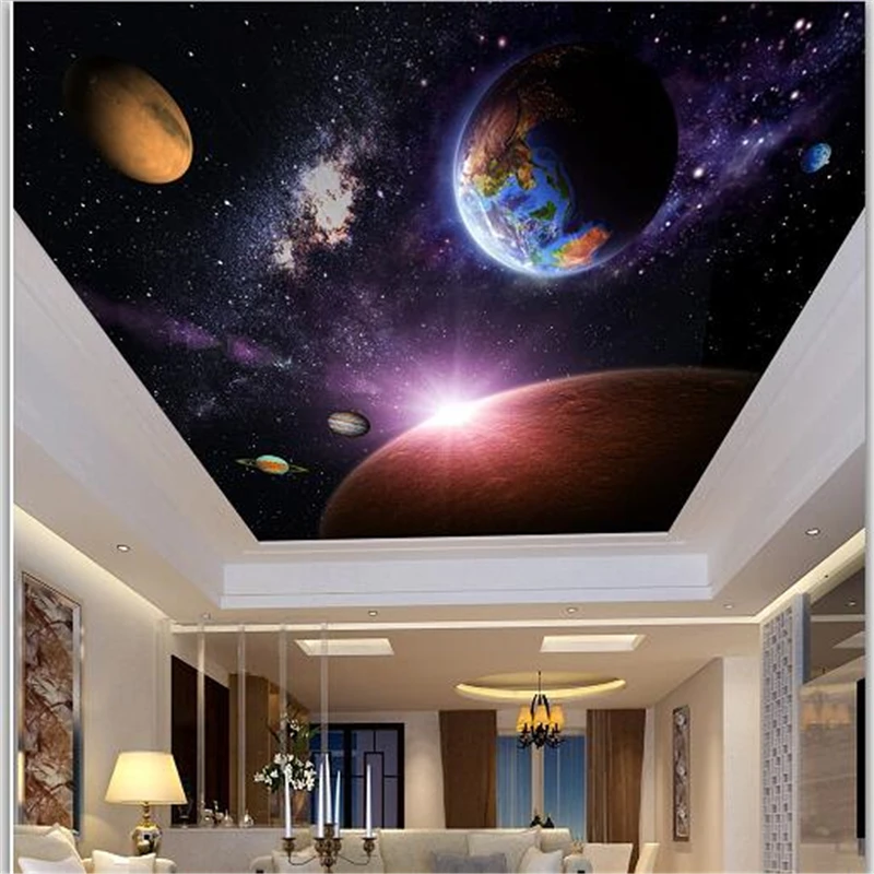 большие обои wellyu на заказ обои 3d фреска Эстетичное Голубое Небо Планета Гостиная Спальня 3D Потолочные обои papel de parede