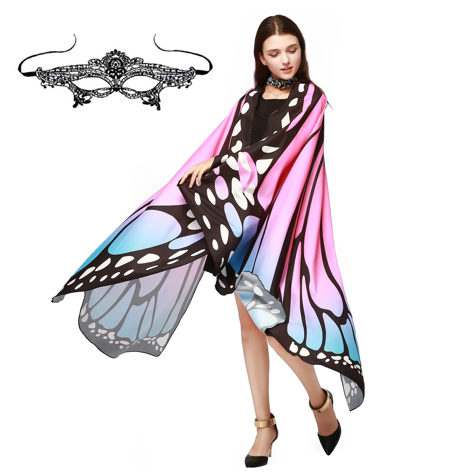Женская шаль с крыльями бабочки, необычная накидка с крыльями бабочки, костюм с крыльями бабочки, аксессуары для украшения костюма на Хэллоуин