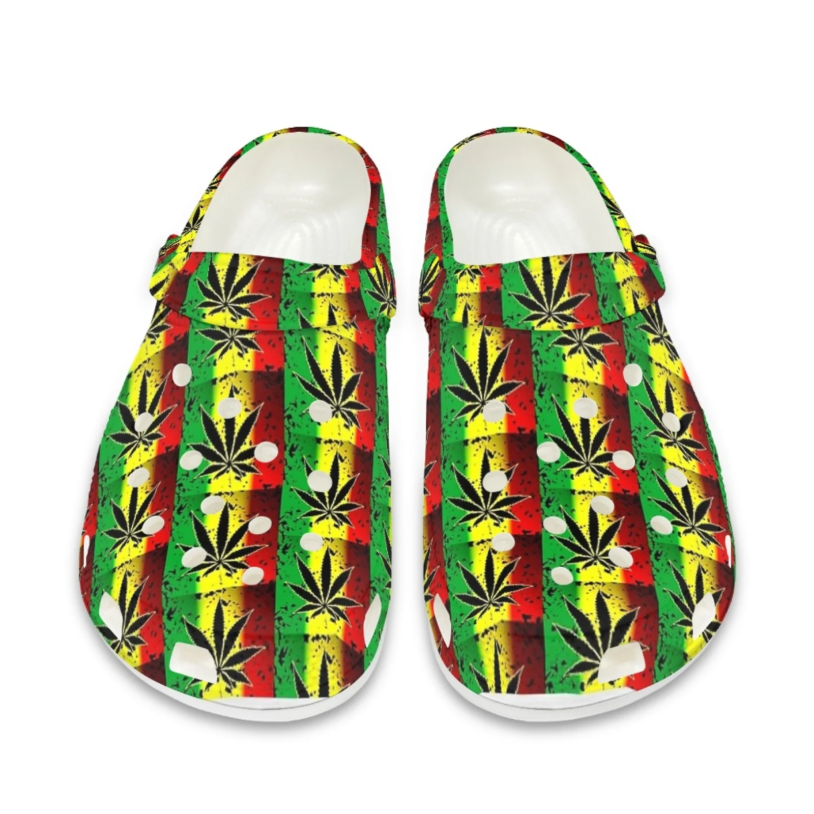 Сабо с рисунком листьев радужных сорняков Beliodome, Садовая обувь для женщин, летние дышащие тапочки, нескользящие уличные пляжные сандалии