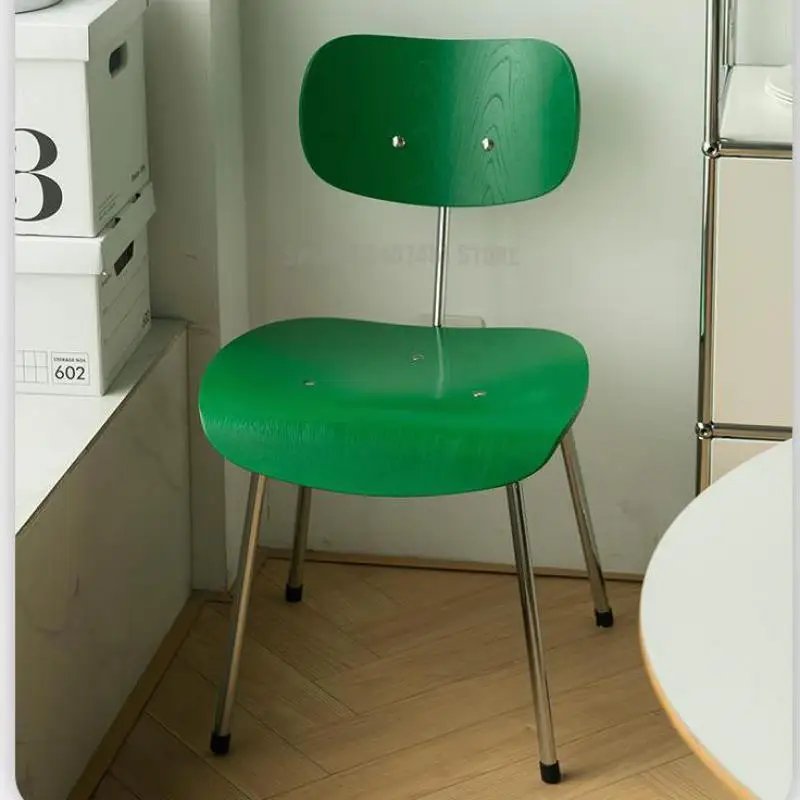 Скандинавский стул для переговоров, кофейня, стул с ножкой из нержавеющей стали, простая деревянная спинка, обеденный стул для молочного чая