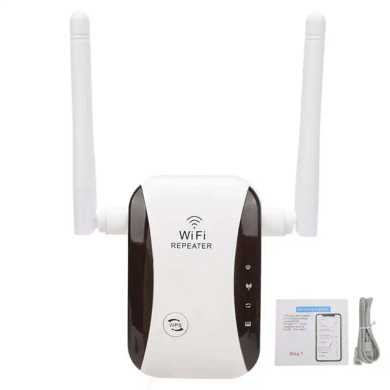 Усилитель Сигнала WiFi, Ретранслятор WiFi 300 Мбит/с, 2 Антенны 110-230 В для Домашнего Офиса, Отеля