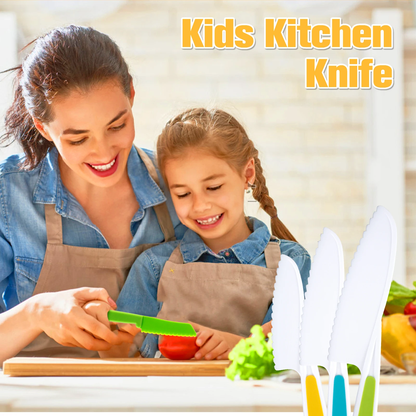 Набор кухонных ножей для детей, деревянные безопасные ножи для малышей, Многоразовый набор пластиковых ножей с безопасными для дерева зазубренными краями, Пластик
