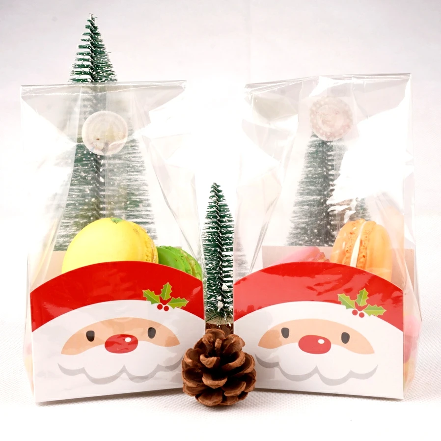Пакет для рождественского печенья, пакет для упаковки рождественских подарков, пакет для упаковки закусок с открытым верхом, пакет для конфет 10 шт. /лот