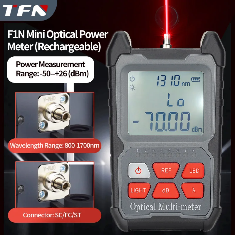 TFN F1N Mini Handheld OPM Портативный высококачественный перезаряжаемый литиевый аккумулятор Волоконно-оптический тестер мощности Измеритель оптической мощности