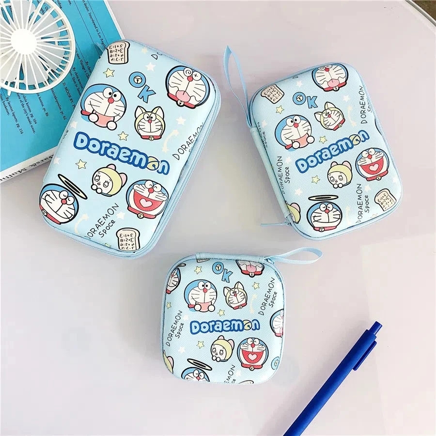 Модная гарнитура Doraemon, кабель для передачи данных, сумка для хранения, зарядное устройство, сумка для питания, портативный мультяшный кошелек для монет для мальчиков и девочек