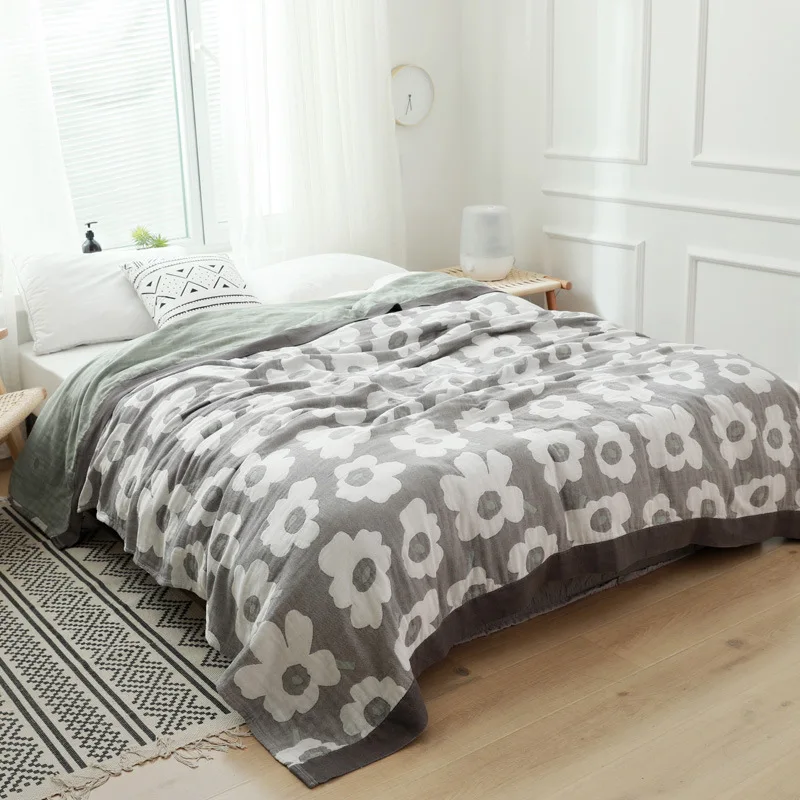 Летнее Тонкое Марлевое одеяло с принтом, пять слоев мягкого кондиционера, Диван, Постельное белье, одеяло для Ленивого комфортного сна, Одеяло