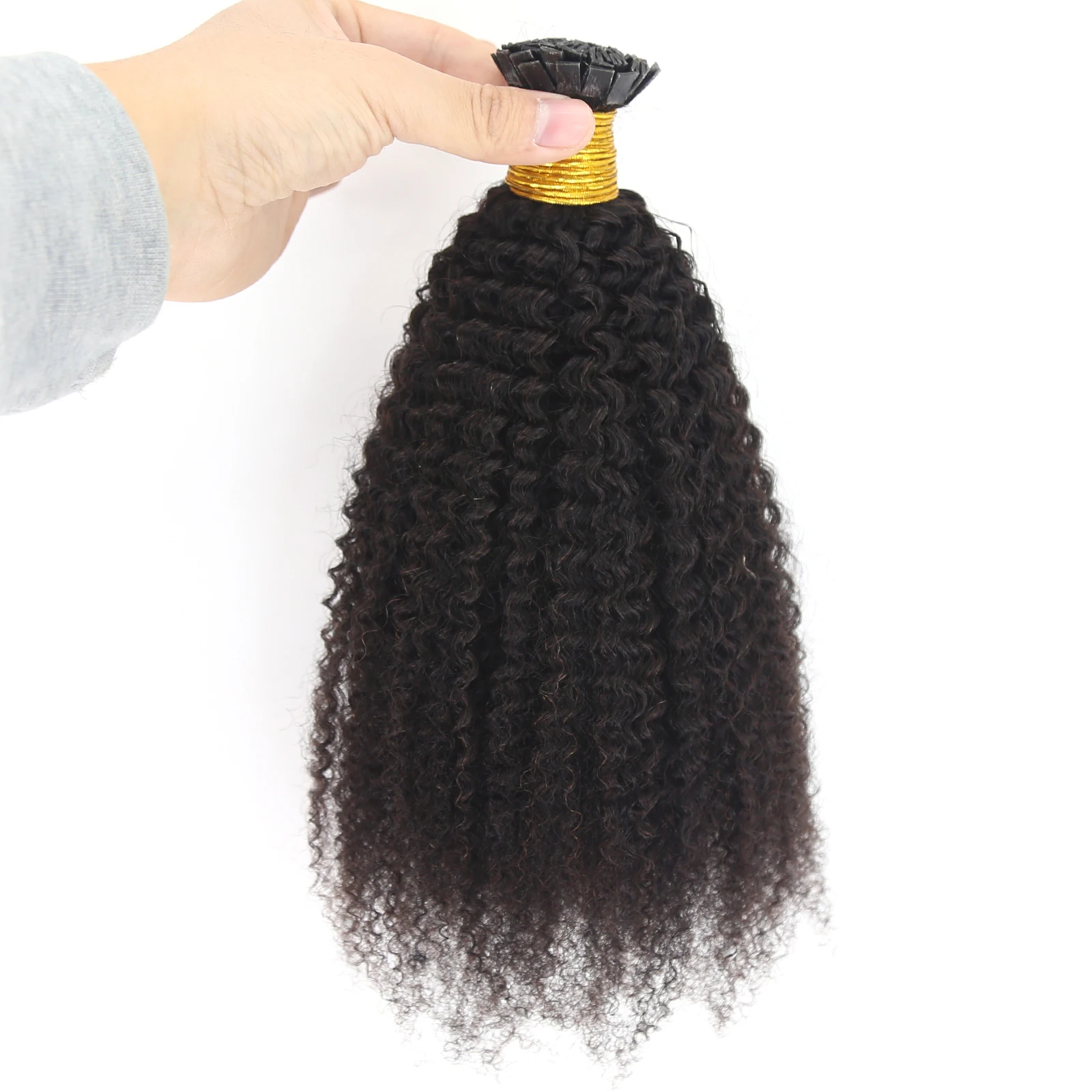 Афро-Кудрявые Наращивание человеческих волос с плоским кончиком 4B 4C Наращивание Кератиновых волос с плоским кончиком 100 прядей Fusion Human Hair