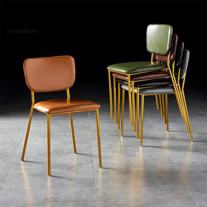Современные простые кожаные обеденные стулья для кухонной мебели, Дизайнерский обеденный стул из фланели, стулья со штабелируемой спинкой