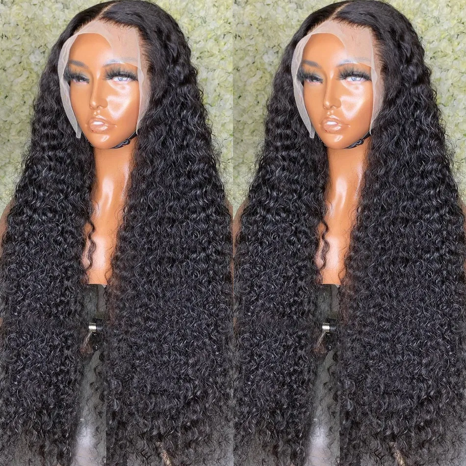30-40-дюймовые свободные парики из человеческих волос с глубокой волной на 360 кружев спереди, волна воды, кудрявый парик из человеческих волос на кружеве спереди для чернокожих женщин
