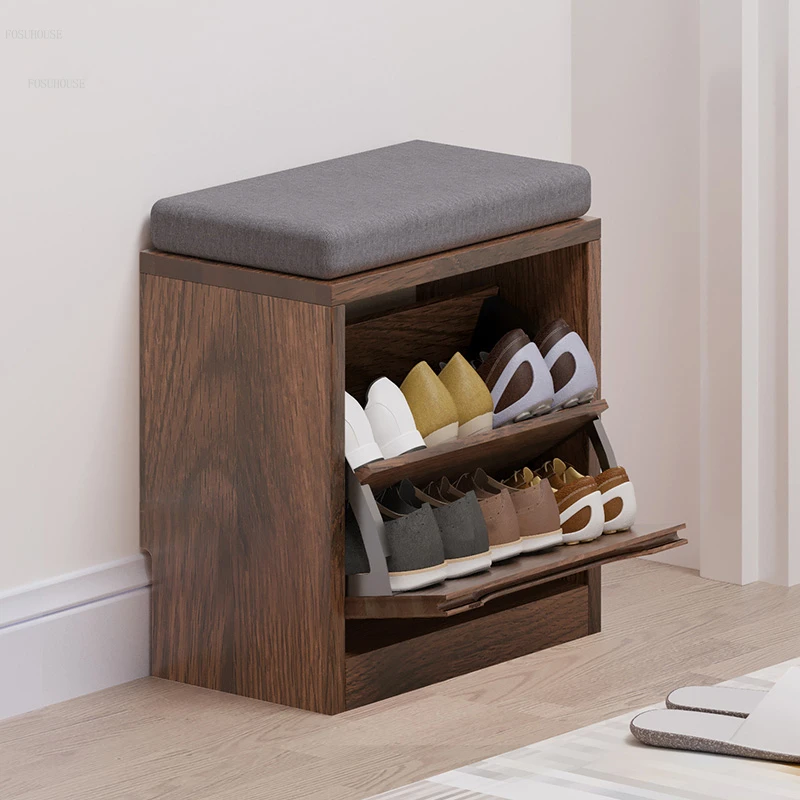 Скандинавские Табуретки из массива дерева, Табурет для переодевания обуви, простой современный шкафчик, Мебель для гостиной, Креативный шкаф для обуви Сбоку от дивана
