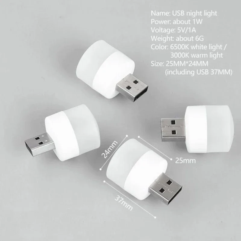 5 шт. мини-USB-штекерная лампа для защиты глаз Книжный светильник для компьютера Зарядка мобильного устройства USB-маленький светодиодный ночник