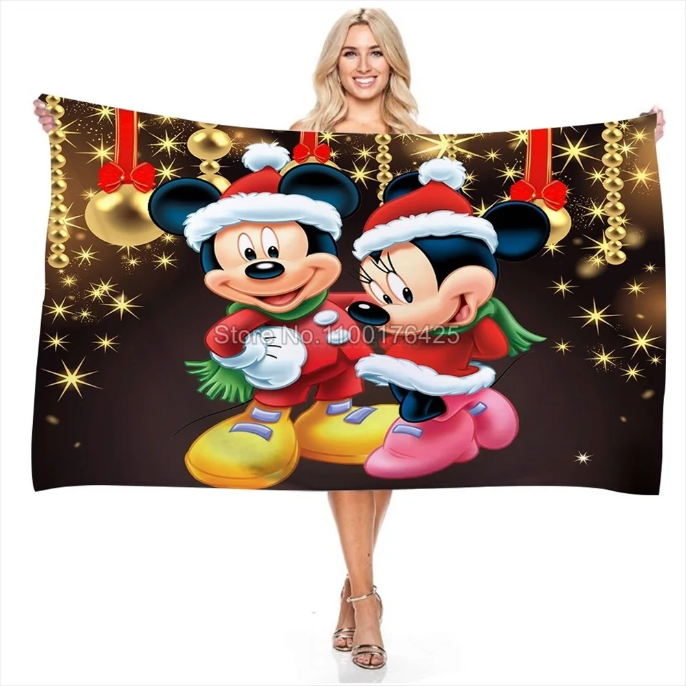 Рождественский подарок Банное полотенце с Микки и Минни Маус для взрослых и детей, пляжное полотенце из микрофибры, домашняя мочалка для детей, мальчиков 70x140 см
