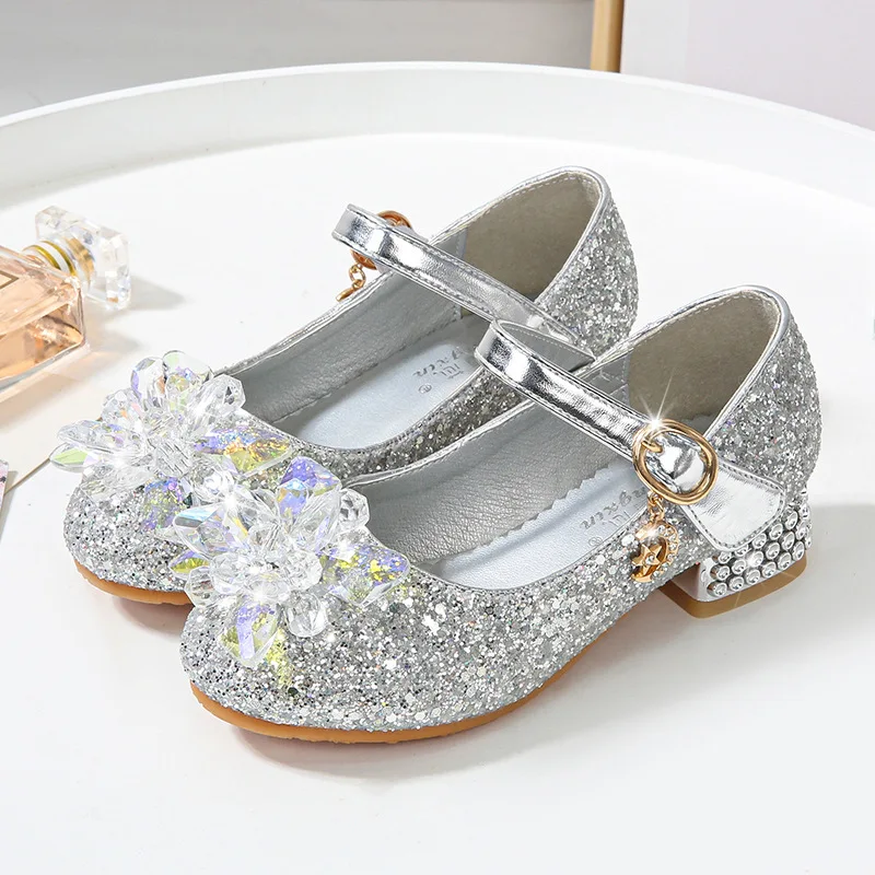 Детская обувь с цветочным рисунком, пляжная обувь принцессы для девочек, блестящие свадебные туфли для вечеринок Infantil Chaussure Enfant