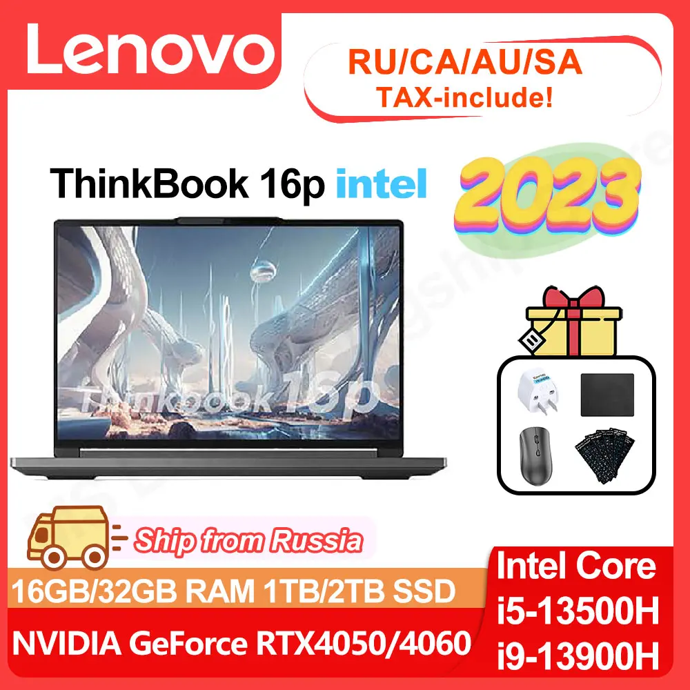 2023 Ноутбук Thinkbook 16p Intel i5-13500H /i9-13900H RTX4050 /4060 16 ГБ /32 ГБ оперативной памяти 512 ГБ/1 ТБ / 2 ТБ SSD 16-дюймовый IPS-ноутбук 3.2 K 165HZ