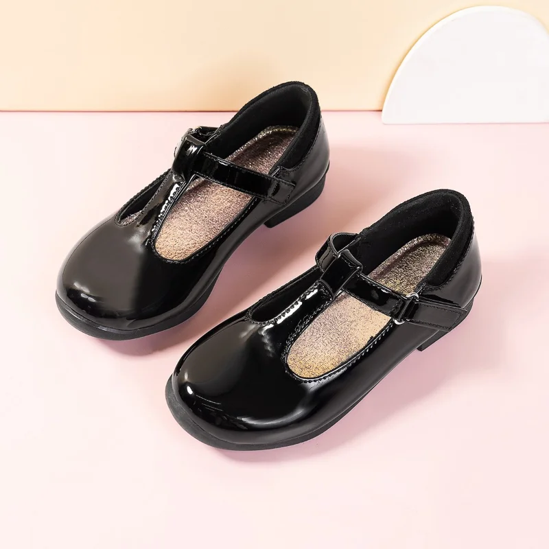 Кожаная обувь для девочек для вечеринки, свадьбы, детская школьная форма, черная весенне-осенняя детская школьная обувь, универсальная 2023 г.