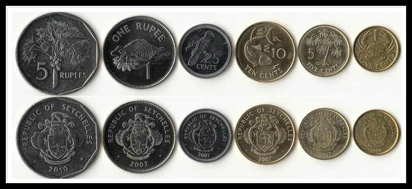 Сейшельский набор из 6 монет, 2004-2012, UNC, Без обращения, Предметы коллекционирования, Настоящие Оригинальные монеты, монета мира Африки