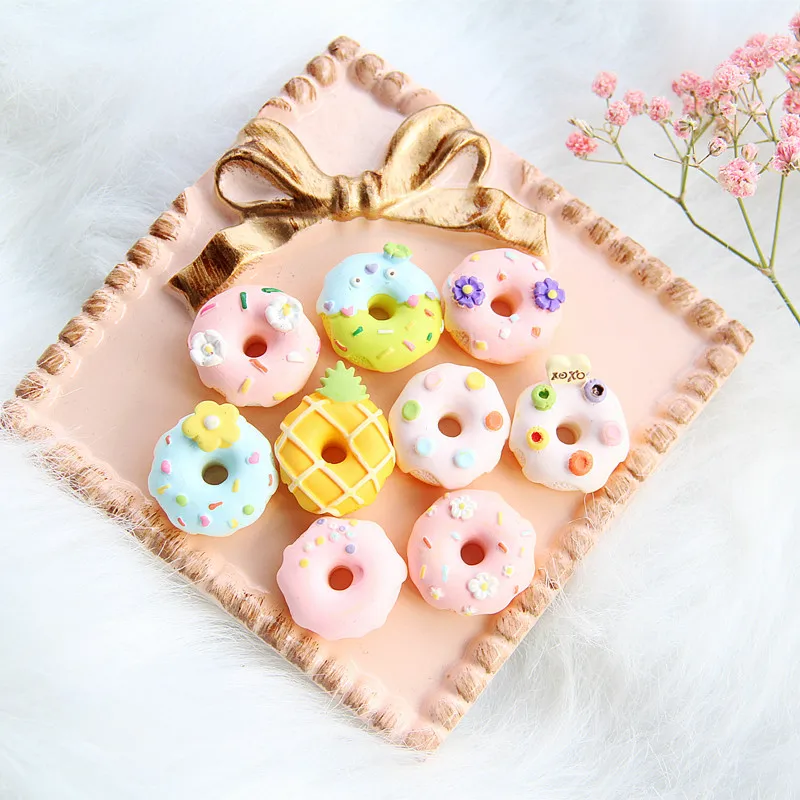 10 шт. / пакет смоляных пончиков sweet beauty color из смолы, аксессуары для еды и игр, детские аксессуары для волос 