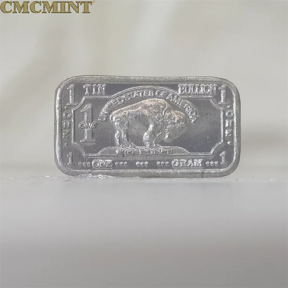 Изготовленная на заказ монета весом 1 грамм из олова Buffalo Bar для продажи старых монет