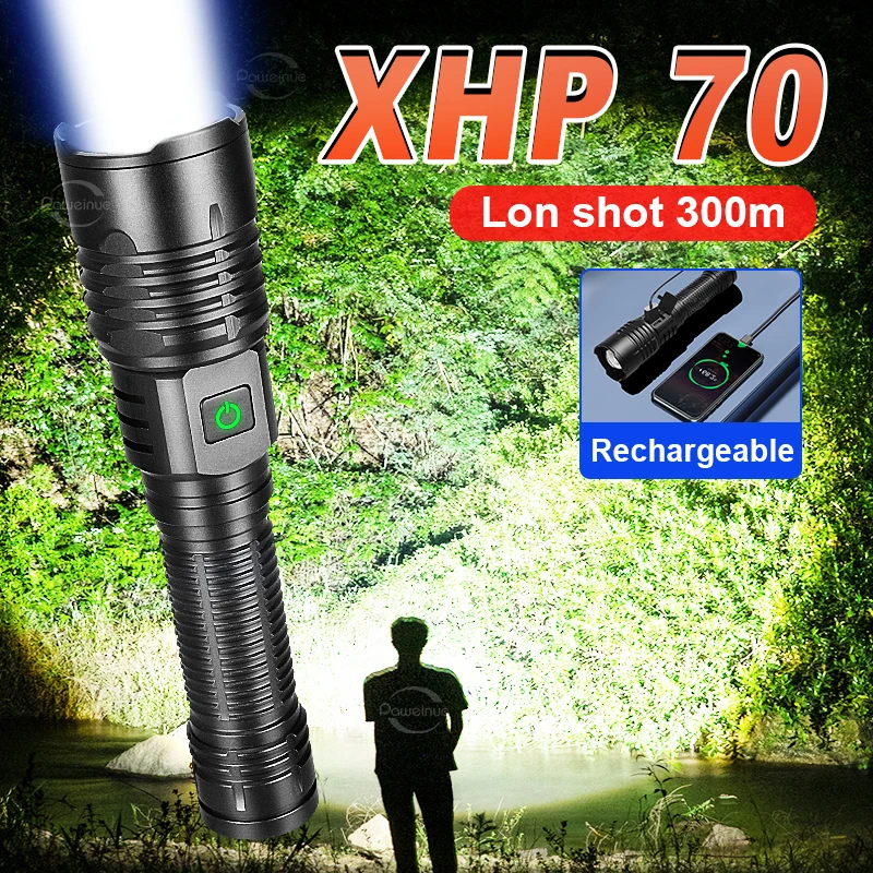Супер XHP70 Мощный Светодиодный Фонарик 18650 Высокой Мощности Тактические Фонари XHP50 Torch light Перезаряжаемый Ручной фонарь для самообороны