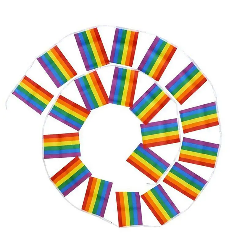 5 м 20шт Веревки с Радужным Флагом, Красочные Радужные Флаги Мира, Баннер ЛГБТ-Прайда, Флаг ЛГБТ, Парад Лесбиянок и геев, Висящая Овсянка