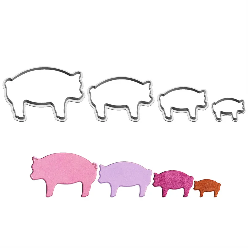 Четыре спецификации Мультяшной графики с животными, зрелая свиноматка, пластиковая форма, инструменты для помадки тортов, формочки для печенья, суши и фруктов