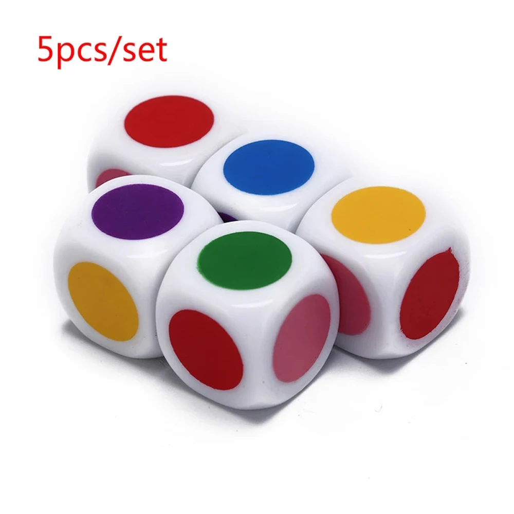 5 шт./лот, 6-сторонние круглые цветные кубики, Акриловая детская настольная игра, забавная игра-головоломка, настольные кубики для семейных вечеринок, развивающие игрушки
