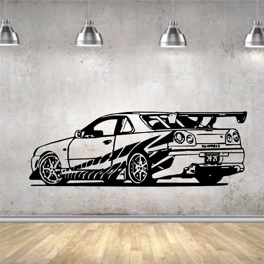 Наклейка на стену Виниловый декор Форсаж Гоночный спортивный автомобиль Домашний декор наклейка на стену U336
