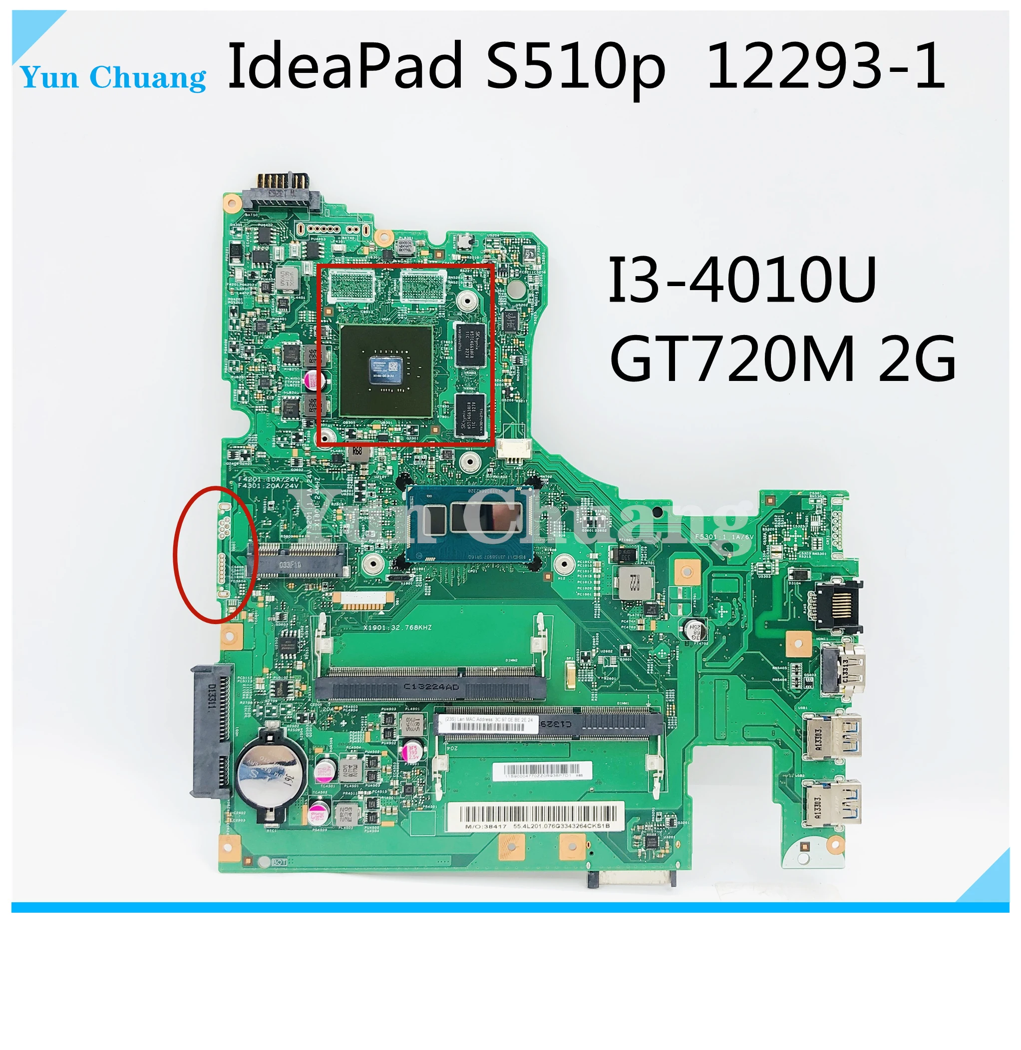 LS41P MB 12293-1 48.4L106.011 Для Lenovo Ideapad S510P Сенсорная Материнская плата ноутбука С процессором i3-4010U GT720M 2G GPU DDR3L 100% Тест