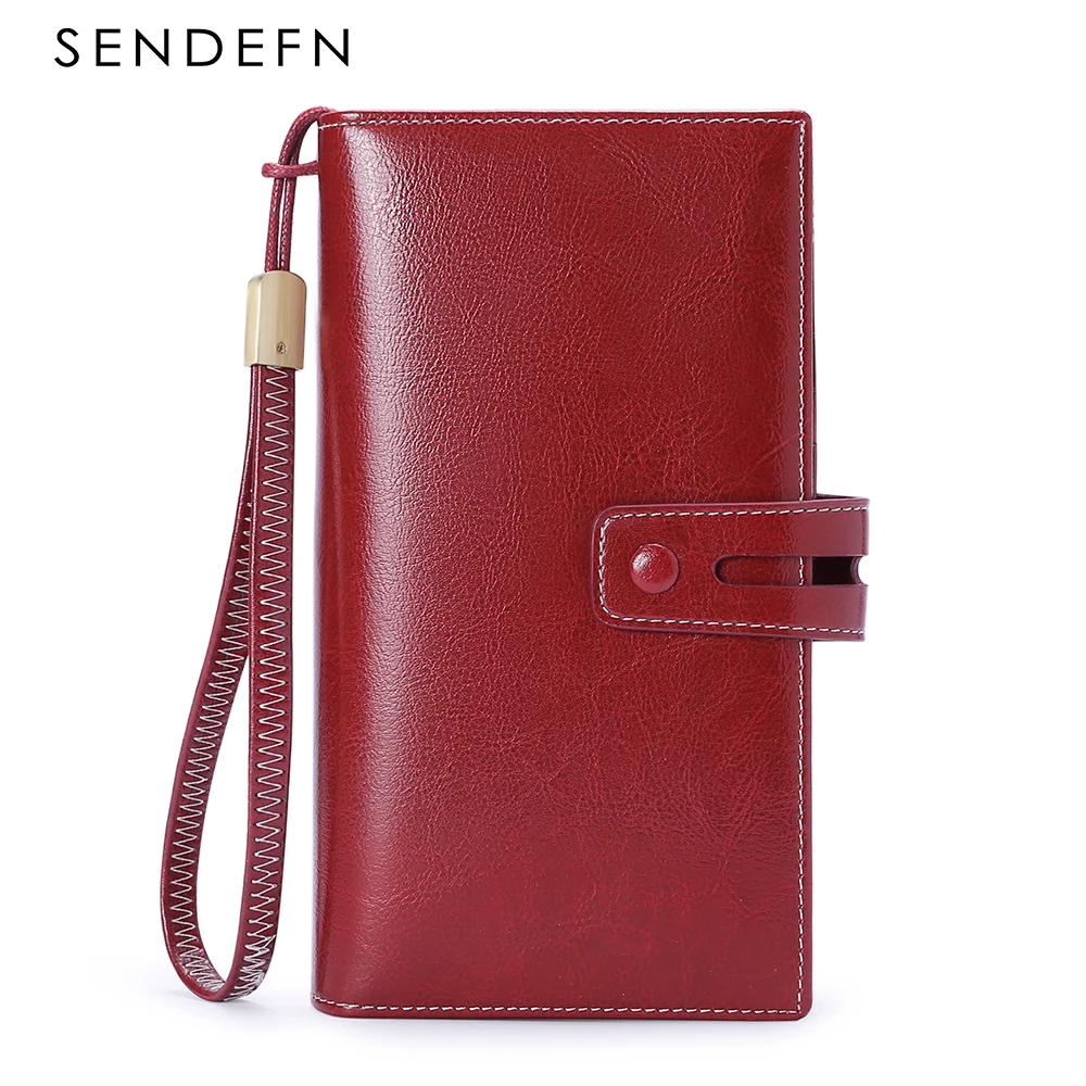 Женский кошелек SENDEFN Большой емкости с RFID-блокировкой, кожаные кошельки, органайзер для кредитных карт с держателем чековой книжки 5207