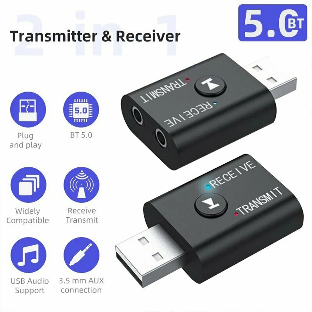 Bluetooth 5,0 Передатчик и Приемник 2 В 1 Беспроводной Аудио 3,5 мм USB Aux Адаптер Мощный Bluetooth IC Более Сильная Совместимость
