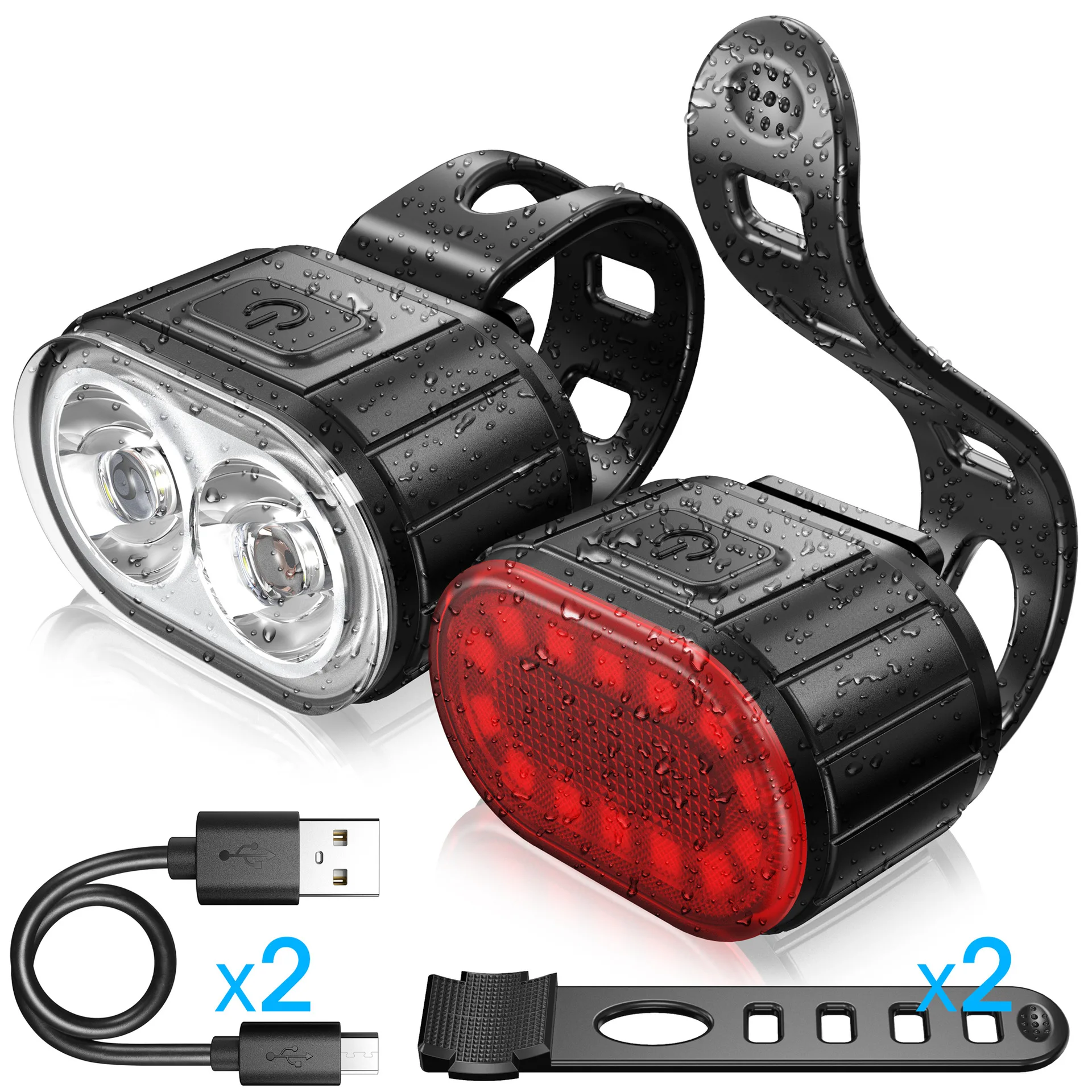 Новый велосипедный фонарь Водонепроницаемый светодиодный USB перезаряжаемый Велосипед Передние задние фонари Фара для горного велосипеда Задний фонарь для велосипеда Велосипедные фонари