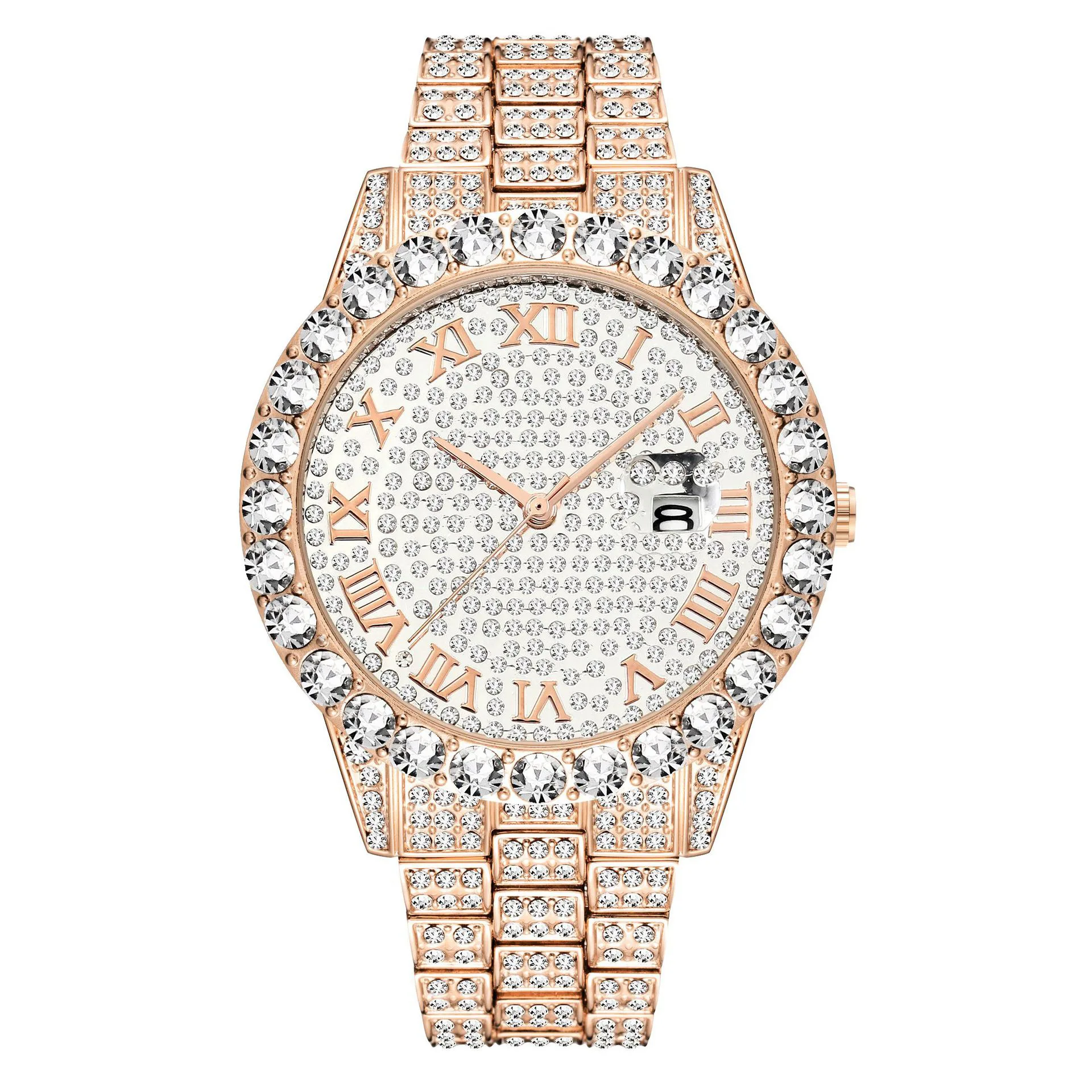 Мода, новый стиль, круглый циферблат, стальной ремешок с бриллиантами, простые наручные часы, модные женские кварцевые часы