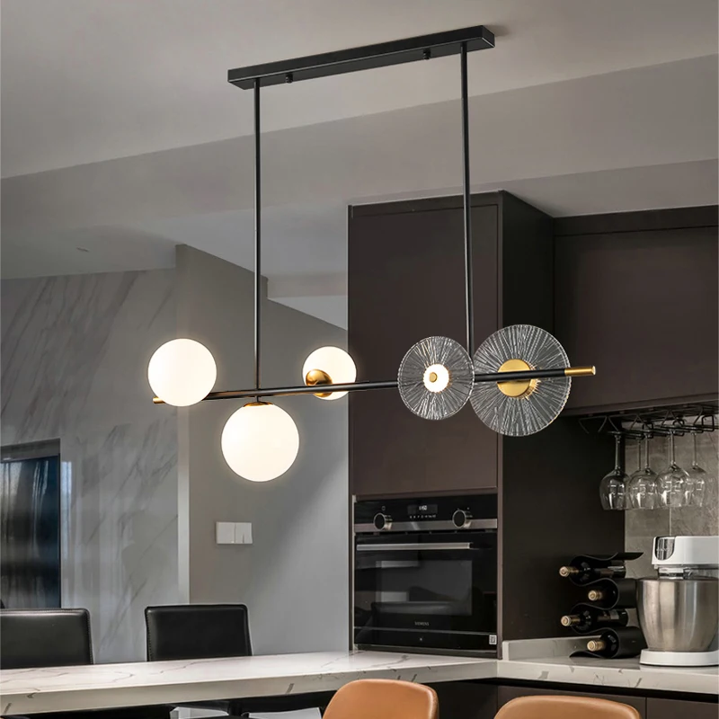 Новый подвесной светильник для столовой в скандинавском стиле, минималистичный дизайн с длинными полосками и дисками, Потолочная люстра для кухонного бара, подвесной светильник для украшения помещений