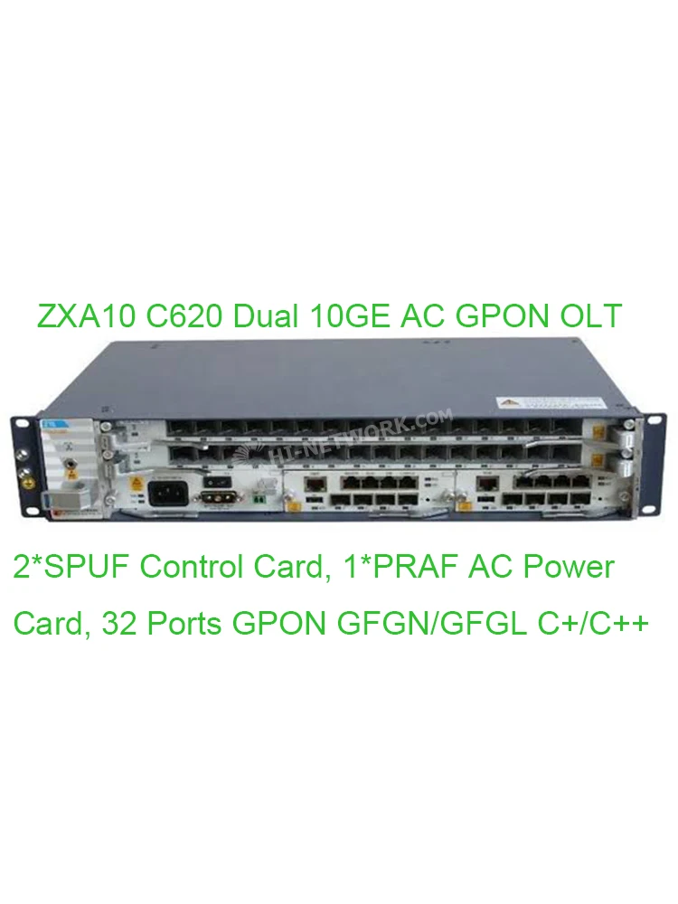 ZXA10 C620 Dual 10GE AC GPON OLT с Платой Управления 2xSPUF, 1xPRAF Платой питания переменного тока, 32 Портами GPON GFGN/GFGL C + C ++ SFP-Модулей