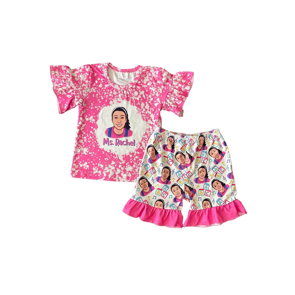 Оптовая продажа, Бутик детской одежды для маленьких девочек, Комплекты рубашек с короткими рукавами и буквами, Детская рубашка, Розовые штаны для девочек, Модный наряд