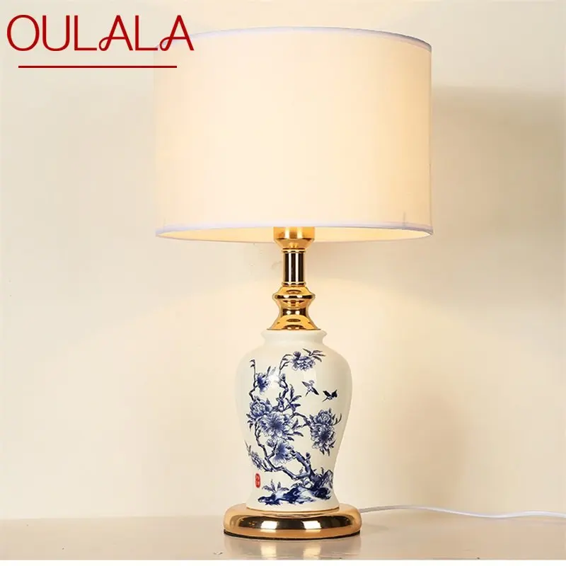 Настольные лампы OULALA Современный светодиодный роскошный дизайн Креативные керамические настольные лампы для дома, спальни