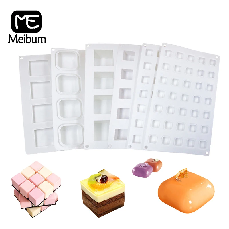 Meibum 7 типов 3d силиконовых форм квадратной формы для украшения торта, формы для мусса, формы для выпечки маффинов, кухонные принадлежности